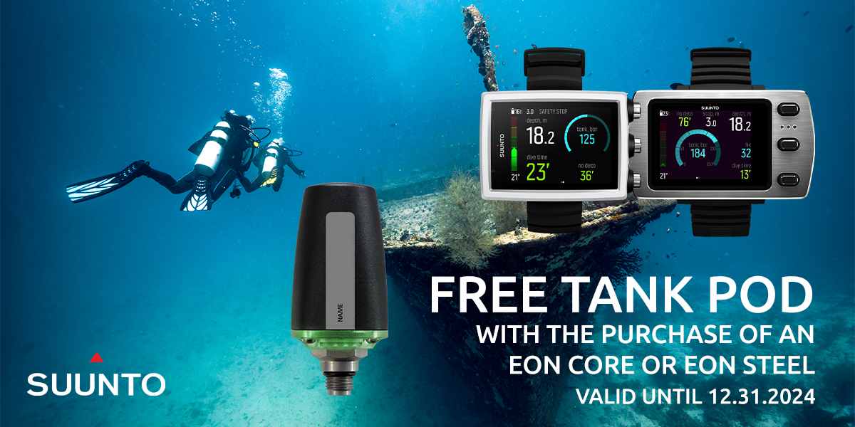 Free tank pod with the purchase of an EON Core or EON Steel dive computer